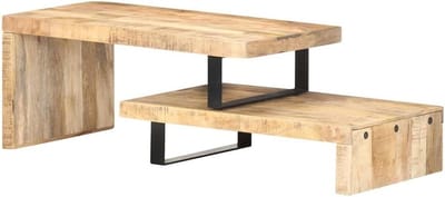 Salontafelset Hout - Tafelset Set - Woonkamer Inrichten - Verstelbare Lengte - 90x50x40 cm - Mangohout
