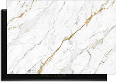 KitchenArt - Calacatta Gold - Inductie Beschermer - 90x50 cm - Kookplaat Beschermer - Luxe Afdekplaat Inductieplaat - Anti-slip & Oprolbaar - Beschermmat Inductiekookplaat