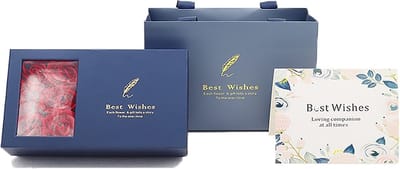 Rainbecom - Geschenkdoos - Giftbox - Sieradendoos - Valentijnscadeau - Moederdag - Verjaardag - Liefdes Cadeautje - Kunstbloemen - Marineblauw