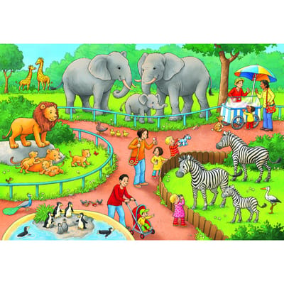 Ravensburger puzzel Een dag in de dierentuin - 2x24 stukjes - kinderpuzzel