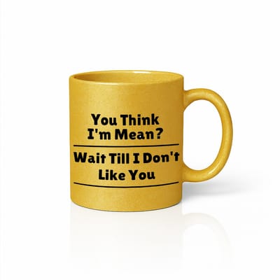 “You Think I’m Mean? Wait Till I Don’t Like You” Gouden Mok – Grappige Gedurfde Quote – 330 ml Gouden Koffiebeker