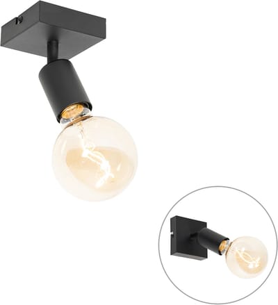 QAZQA facil - Moderne Wand en Plafondspot | Spotje | Opbouwspot - 1 lichts - L 9 cm - Zwart - Woonkamer | Slaapkamer | Keuken