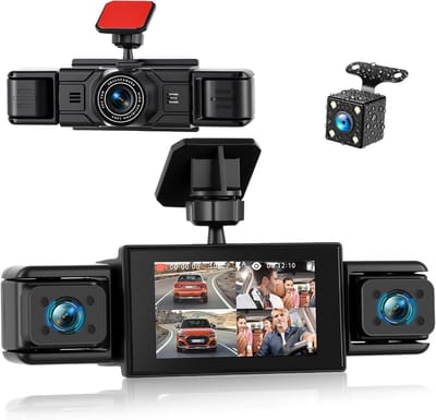 4-kanaals dashcam - Auto camera - Veilig rijden - 360 graden zicht - 3 inch display - Zwart