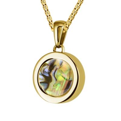 Quiges 12mm Mini Munt Hanger Verguld RVS Schroefsysteem Glans met Schelp Multi Groen Munt en Anker Ketting 42-46cm