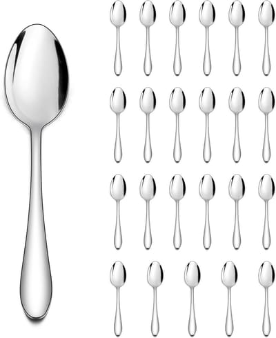 Set van 24 Roestvrijstalen Theelepels van 14 cm voor Koffie en Desserts, Glanzend Bestek voor Keuken en Espresso