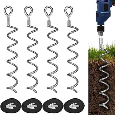 16,3 inch spiraalvormige grondankerstaak voor tenten, trampolines, tuinhek en schommels - Zware aardankerkit (4 stuks)