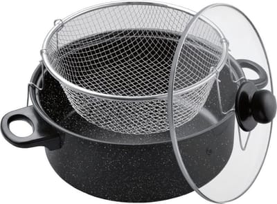 Benson Frituurpan met korf - Carbonstaal - Marmer coating - Ø 26 cm