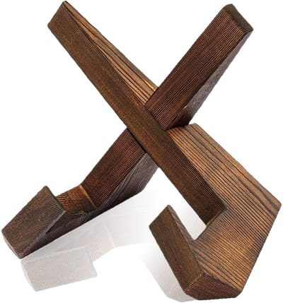 Peysaitr - Decoratieve Houten Displayhouder - Boekenstandaard - Borden Display Standaard - Kookboek Standaard - Leesboekstandaard - Duurzaam - Natuurlijke Houtkleur - 6.5 Inch - 1 stuk