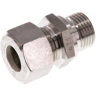 G 1/2'' Buitendraad x 15L RVS Rechte Knelfitting 315 Bar DIN 2353 - FL2S-MO-ST-012G-15-L