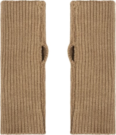 Ribgebreide Handwarmers/Polswarmers - Vingerloze Handschoen | Beige | Polyacryl | One Size | Fashion Favorite