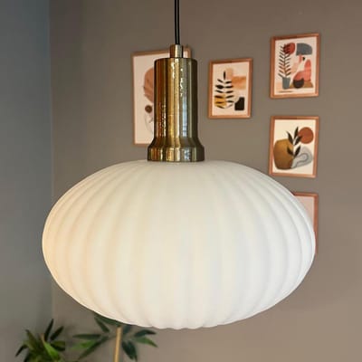 Bamyum Elegant Glazen Enkele Kroonluchter Retro Wit Hanglamp