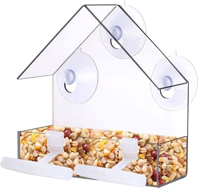 Buitenvoederhuis met Doorzichtig Venster voor Tuin, Ideaal voor Kleine Vogels en Dieren in de Achtertuin, Duurzaam Acrylmateriaal