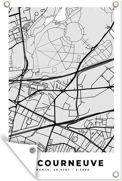 Muurdecoratie La courneuve – Plattegrond – Frankrijk – Kaart – Stadskaart - 120x180 cm - Tuinposter - Tuindoek