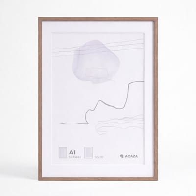 ACAZA Fotolijst - Fotokader - Premium Fotolijst met Fineer Hout - A1 59,4x84,1 cm - Smoked Oak - Passe-Partout - 50x70 cm