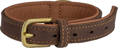 Panzi-Pet - Luxe leren halsband hond - Bruin met goud - 18mm dik - voor honden met halsomtrek van 34 tot 41cm