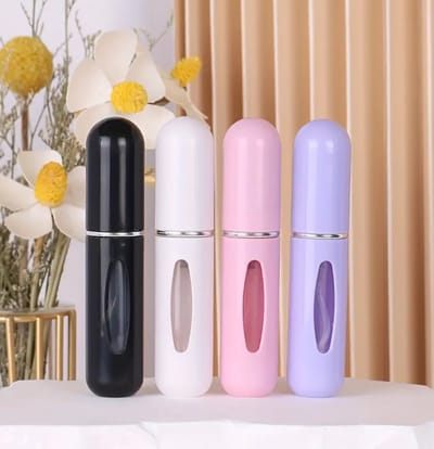 Set van 4 mini parfumverstuivers 5 ML - zwart wit roze paars - reizen - mini