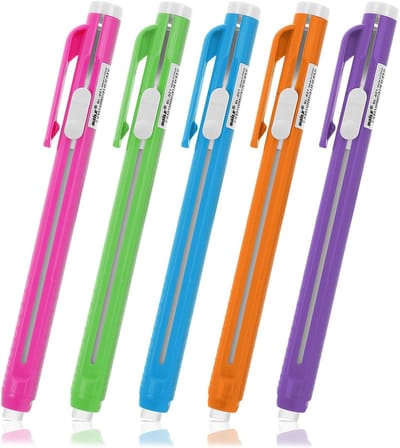 Pen stijl gum - 5 retractable click wiper pen shell - mechanische gum potlood - roggums voor kinderen - studenten - kunst - schilderen - schrijven - thuis - school - kantoor benodigdheden