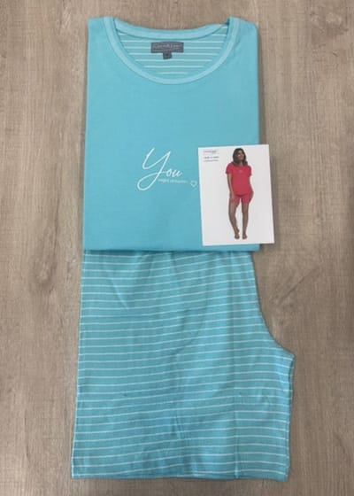 Cocodream - dames shortama 612856 - zomer pyjama - blauw - maat M