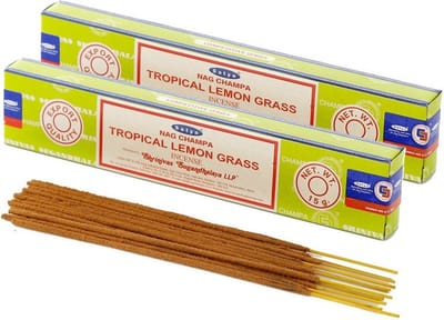 Satya Nag Champa wierrook stokjes tropisch citroengras geur - 30x - Lichaam in balans - Meditatie - staafjes van 21 cm - 30 minuten