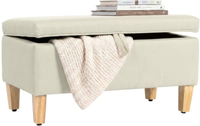 HOMCOM Opbergpoef - Polyester - 71 x 37 x 36 cm - Beige