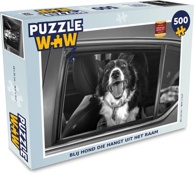 Puzzel Blij hond die hangt uit het raam - Legpuzzel - Puzzel 500 stukjes