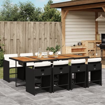 vidaXL - 9-delige - Tuinset - poly - rattan - zwart