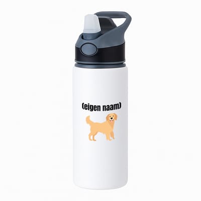 Hacebo® - hond met eigen naam waterfles met rietje zwart - Honden - honden liefhebbers - iemand die houdt van honden - verjaardag - cadeau - kado - water fles - 650ML