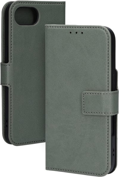 Mobiparts hoesje geschikt voor Apple iPhone 16e Apple iPhone 17e - Wallet/Boekhoesje - Eco Leer - Magneet Sluiting - Opberg vakken - Groen