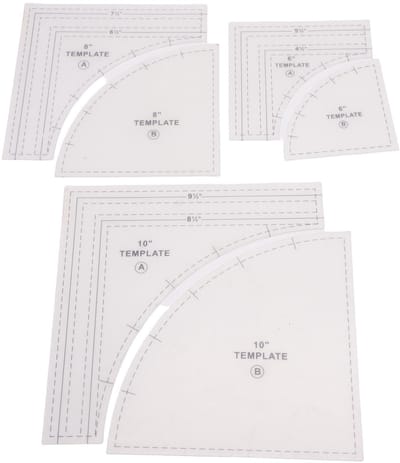 Dailygoods- Quiltsjablonen Boogvormige Linialen - 3 Sets 10/8/6 Inch - Naadtoeslag 1/4 Inch - Knutselgereedschap - Efficiënt Ontwerp - Snijliniaal