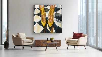 Vierkant Canvas Schilderij - Stijlvolle Gele Schoenen - 40x40x2 cm
