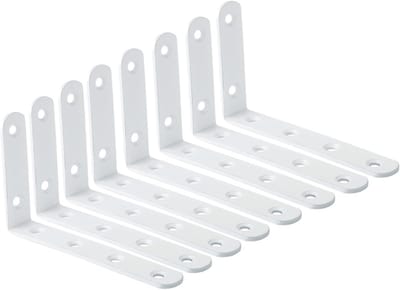 Hoeksteunen voor Planken - 8 Stuks Verstevigingsbeugels voor Muurmontage - Robuuste RVS Hoekbeugels voor Meubelondersteuning en Decoratie