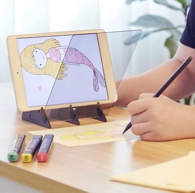 Optische Tekenprojector DIY Schets Tool voor Mobiele Telefoon en Tablet, Kopieer Tekentafel 20 X 13,5 cm met Verstelbare Rail Board