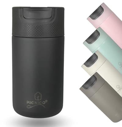 Thermobeker 400 ml met draaisluiting, lekvrij, vaatwasmachinebestendig, zwart