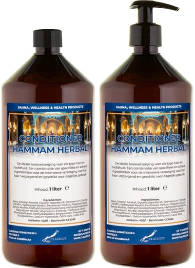 Hairconditioner Hammam Herbal 1 liter met zwarte pomp - set van 2 stuks