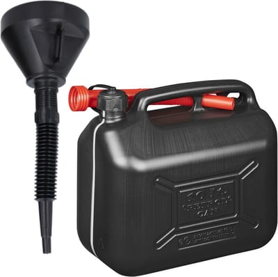 Benson Jerrycan met trechter - 10 liter - zwart - voor diesel en benzine - brandstof