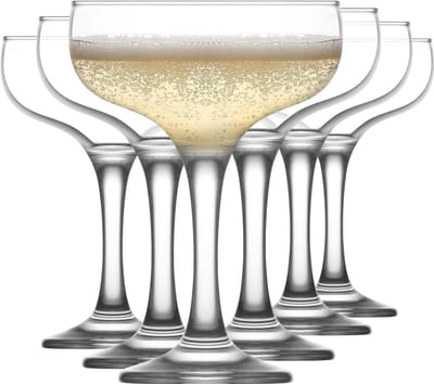 LAV Misket Champagneglazen 235 ml (8oz) Set van 6 Stuks | Live Comfy Slanke | Elegante Glazen | Vintage Glazenset Voor Champagne, Cocktails, Desserts Hapjes | Vaatwasserbestendig