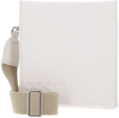 COCCINELLE Leren Schoudertas Myrtha Maxi Log Crossbody Bag Grained Leather Blanco Crème