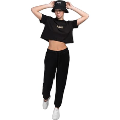 Lonsdale Damen T-Shirt Aultbea T-Shirt Cropped Black/Gold-XXL