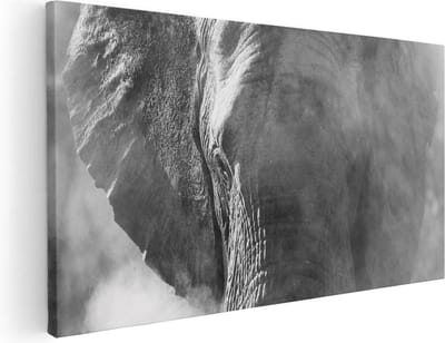 Artaza Canvas Schilderij Olifant - 40x20 cm - Klein - Wanddecoratie Dieren - Muurdecoratie Afrika - Schilderijen Op Canvas