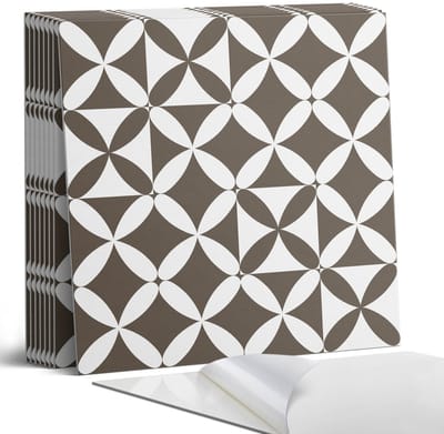 Coloray Plaktegels - Abstract geometrisch patroon Portugese Tegels - 30 cm x 30 cm - Bruin Plaktegels - 9 stuks - Vierkant PVC Tegels - Plaktegels Keuken - Zelfklevende Vloertegels - Vinyl Tegels Zelfklevend - Zelfklevende Tegels