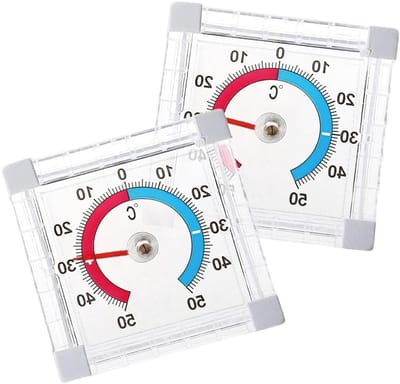 Raamthermometer Analoog - Buitenthermometer Zelfklevend - Temperatuur Monitoren - Weerbestendig Ontwerp - 75 x 75 cm - Zilver