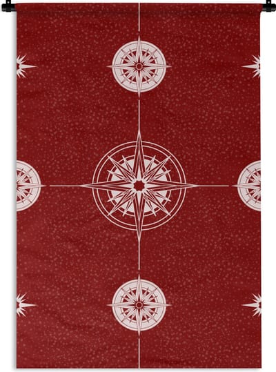 Wandkleed - Wanddoek - Kompas - Reizen - Patronen - 60x90 cm - Wandtapijt