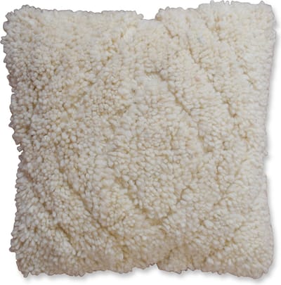 Poufs&Pillows - Fluffy wit kussen - Handgemaakt - vervaardigd uit wol - 40x40 cm