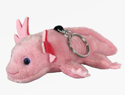 Cornelissen Pluche knuffeldier Axolotl sleutelhanger - roze - 10 cm - Waterdieren thema speelgoed