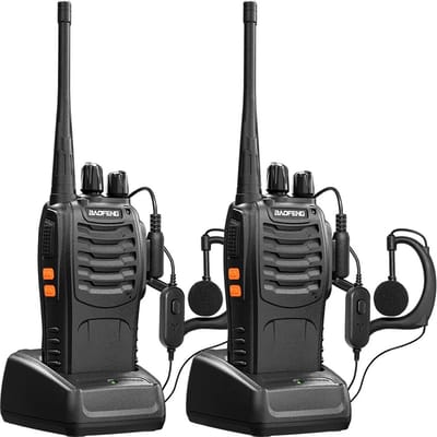 Baofang 88e - Walkie Talkie met Oortjes - Portofoon 2 Stuks - Bereik tot 5 KM - 470Mhz - Valbestendig - Zwart