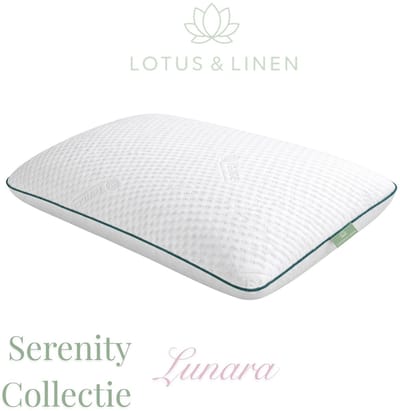 Lotus & Linen Serenity Collectie - Lunara Traagschuim Hoofdkussen - Ergonomisch - Orthopedisch - Anti Nekklachten - Antiallergisch Tencel Hoes - Premium Memory Foam Pillow - 60x40x16 cm