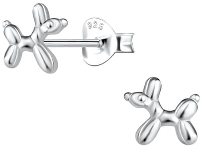 Joy|S - Zilveren ballon hond oorbellen - hondje oorknopjes - 7 x 6 mm - sterling zilver 925