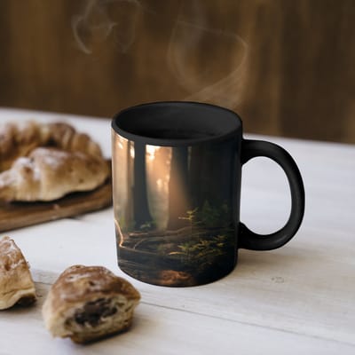 Magische Mok - Foto op Warmte Mokken - Koffiemok - Konijn - Bos - Zonnestralen - Magic Mok - Beker - 350 ML - Theemok