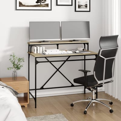 vidaXL - Bureau - 100x50x90 - cm - bewerkt - hout - en - ijzer - sonoma - eikenkleur