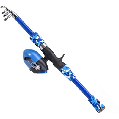Canne à pêche pour enfants pour enfants de 5 à 12 ans Canne à pêche télescopique et ensemble moulinet Moulinet spinning Enfant Enfant Canne à pêche pour bleu